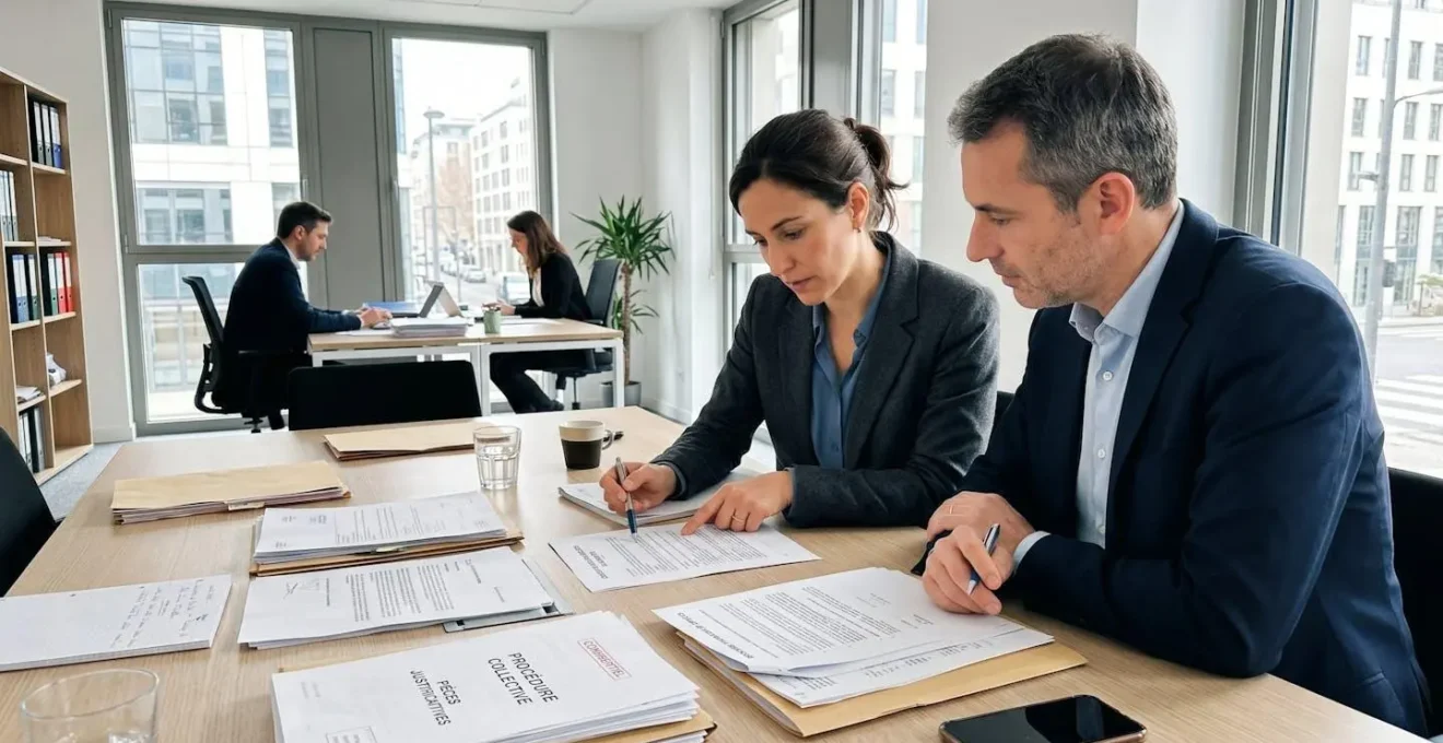 Un homme professionnel en discussion avec un conseiller juridique lors d'une réunion autour d'une table de travail